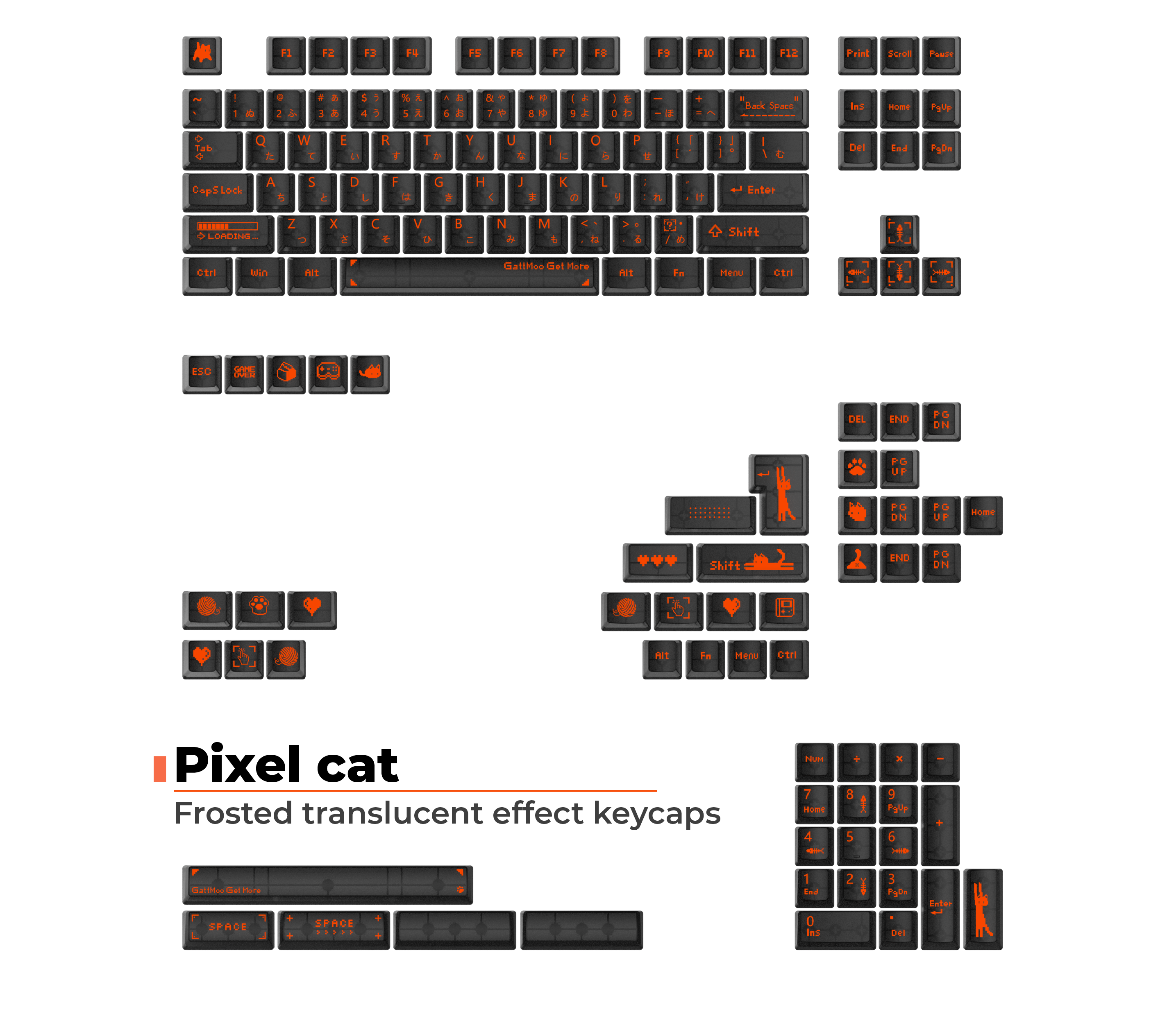 Pixel cat - Frosted translucent effect keycaps